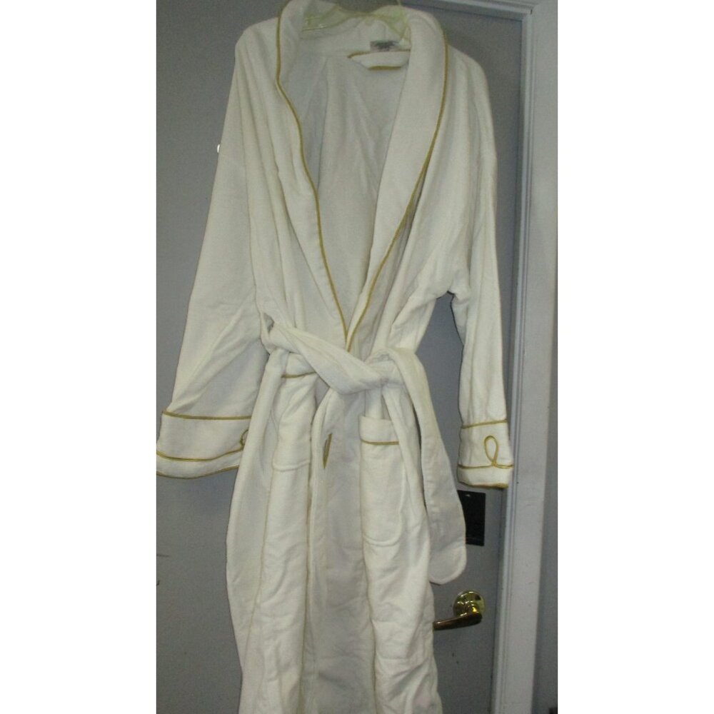 Sean John Men's Terry Robe White/Gold Trim White One Size NWD!!!